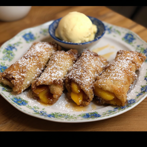 the best Peach Cobbler Egg Rolls