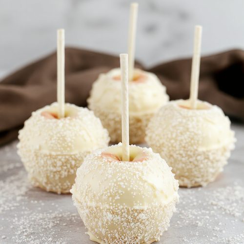 ✨ Elegant White Sparkle Candy Apples – Perfect for Weddings & Winter Parties!